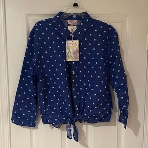 Vibrant Blue Polka Dot Blouse